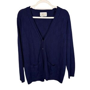 Vintage Tradition Navy Women's Cardigan Size L Classic Knit Minimalist Cozy
